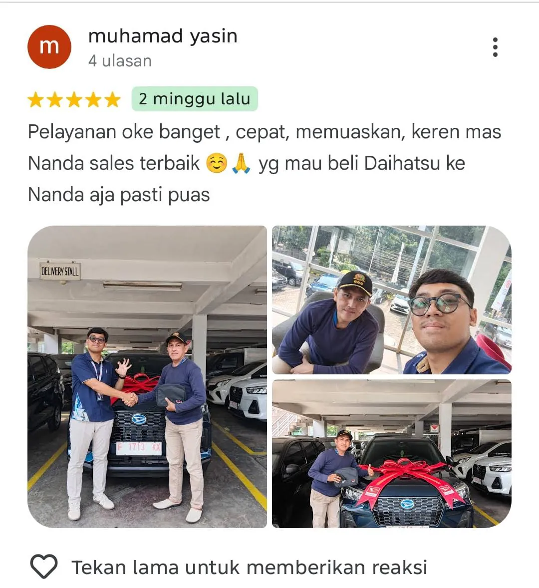 Ulasan bintang lima pelanggan Daihatsu Nanda